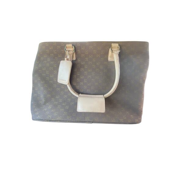 Liz Claiborne Multi Pocket Tote Bag 19” X 13” Brown And Tan VGC Vintage - Picture 2 of 6